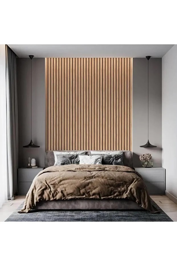 60cm x 280cm 1 Adet Kendinden Yapışkanlı Koyu Kahverengi Lambiri Desenli Duvar Paneli Kağıdı GS8005