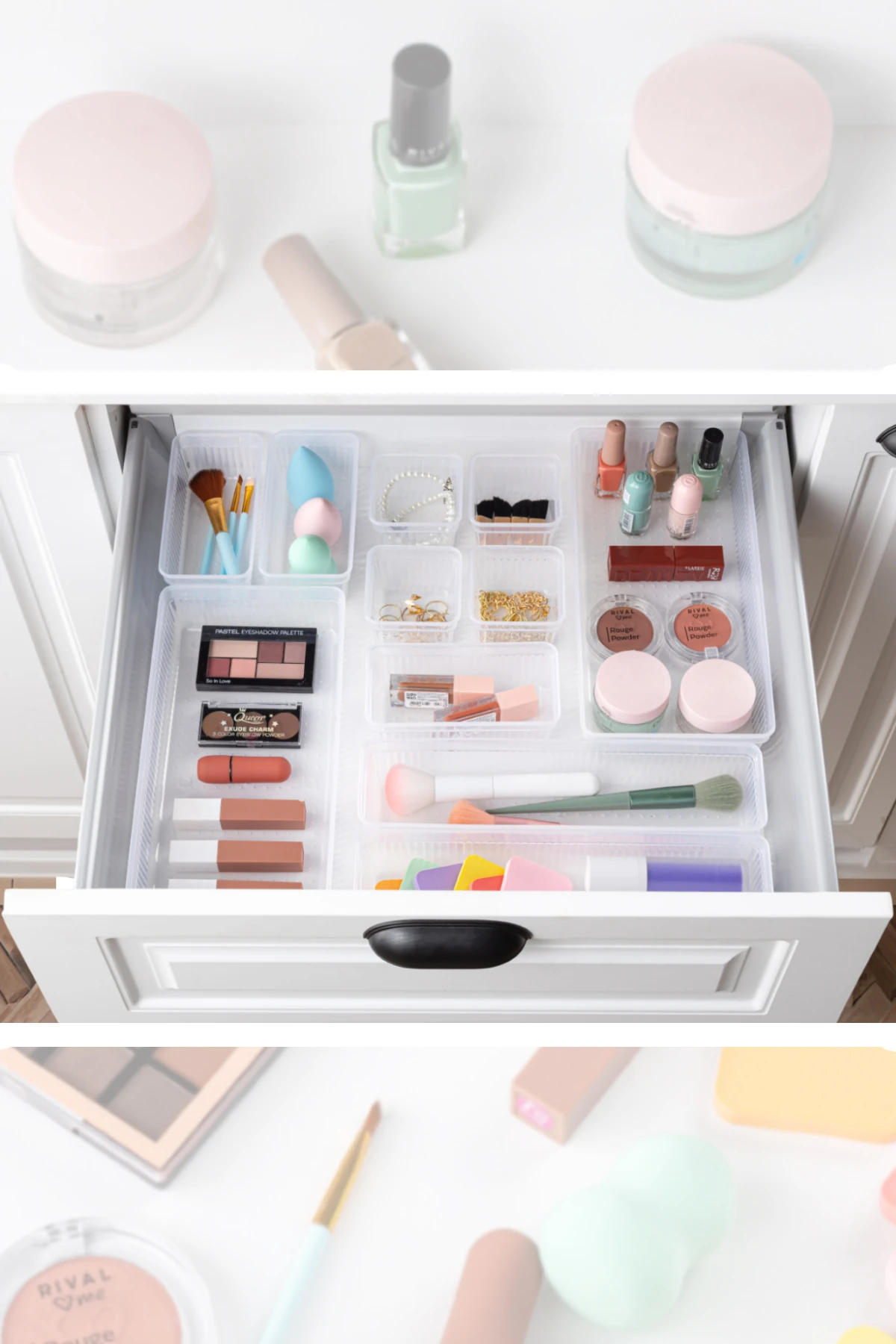 10'lu Çekmece İçi Çok Amaçlı Organizer -Kozmetik Takı Makyaj Organizeri Dolap İçi Düzenleyici Şeffaf