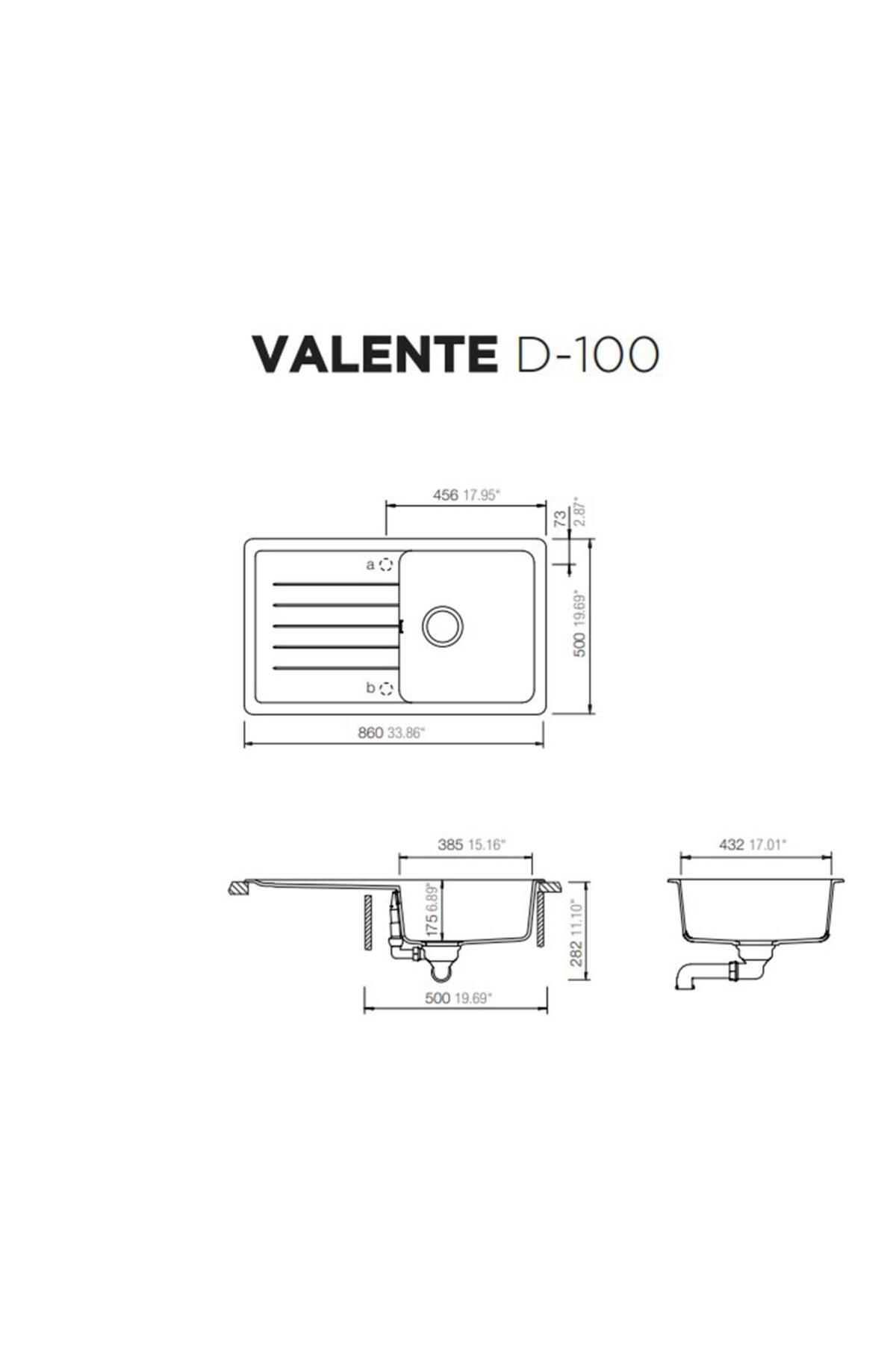 Valente D-100 Beyaz Granit Evye