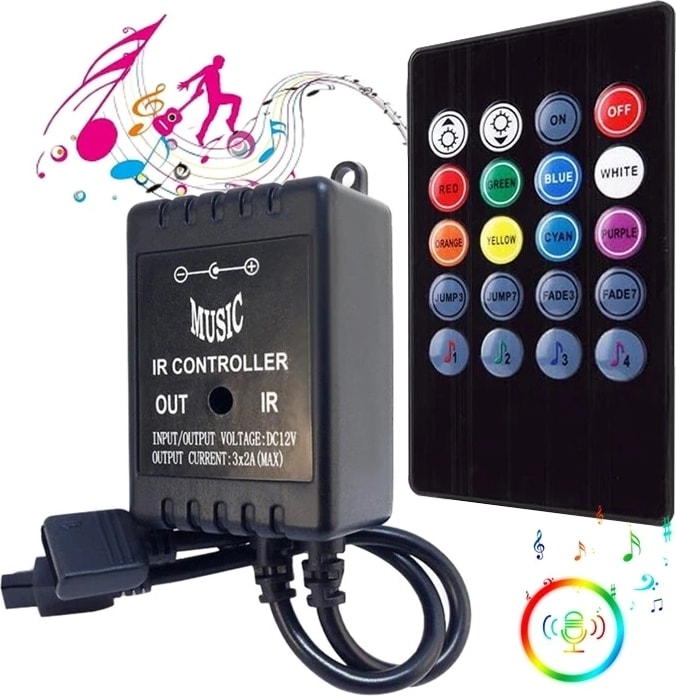 Müziğe /sese Duyarlı Rgb LED Kontrol Paneli + Kumanda – 20 Tuşlu
