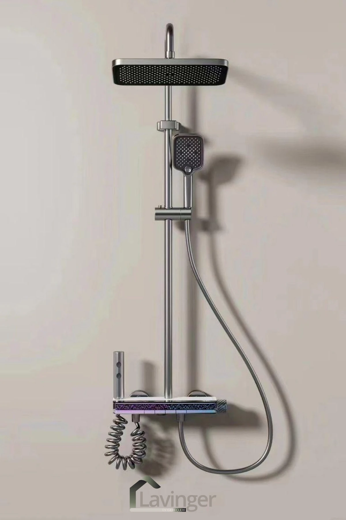 Akıllı LED Ekranlı Termostatik Duş Sistemi – 5 Fonksiyonlu Premium Tasarım - Robot IŞIKLI BEYAZ