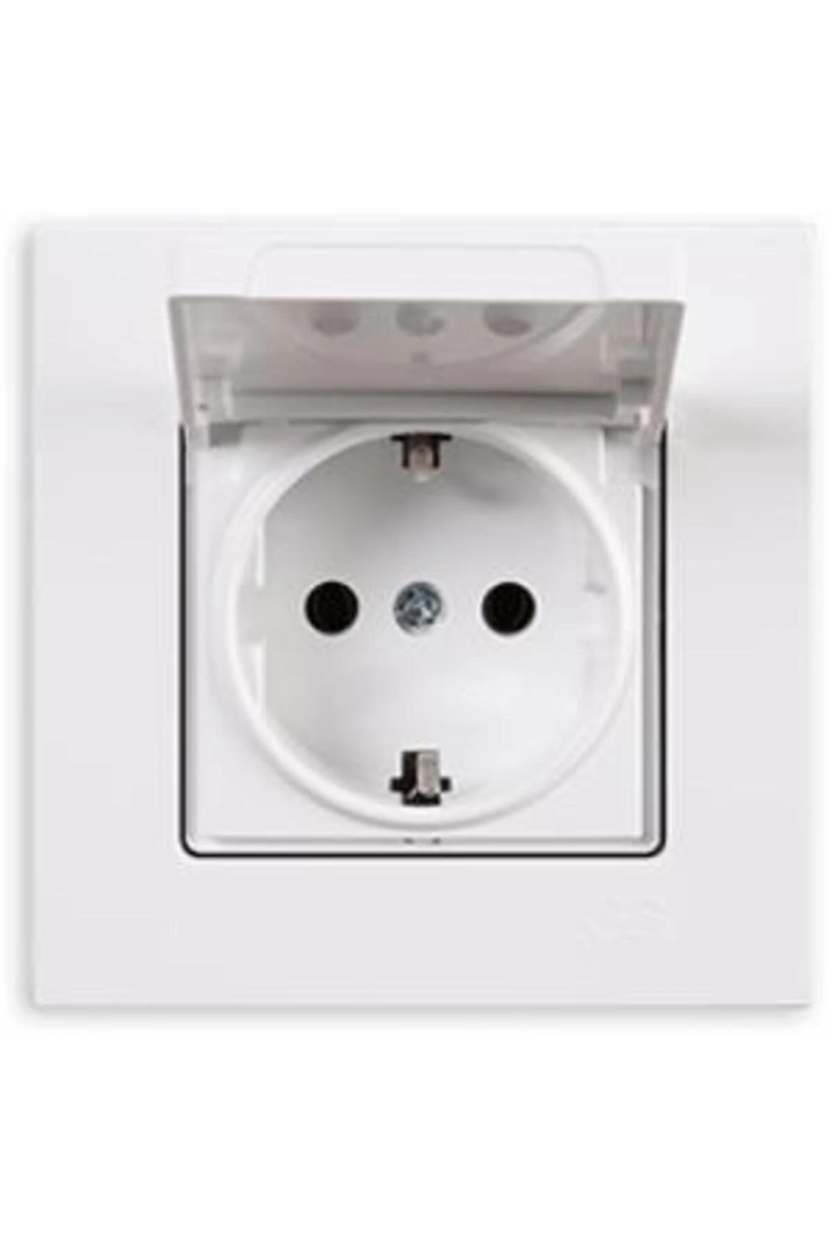 Eqona Kapaklı Topraklı Priz, Beyaz