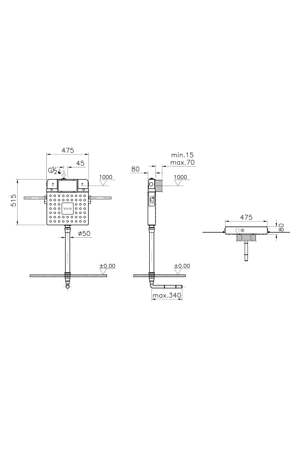 V8 768-1700-01 Gömme Rezervuar, Helataşları Için, 3/6 L