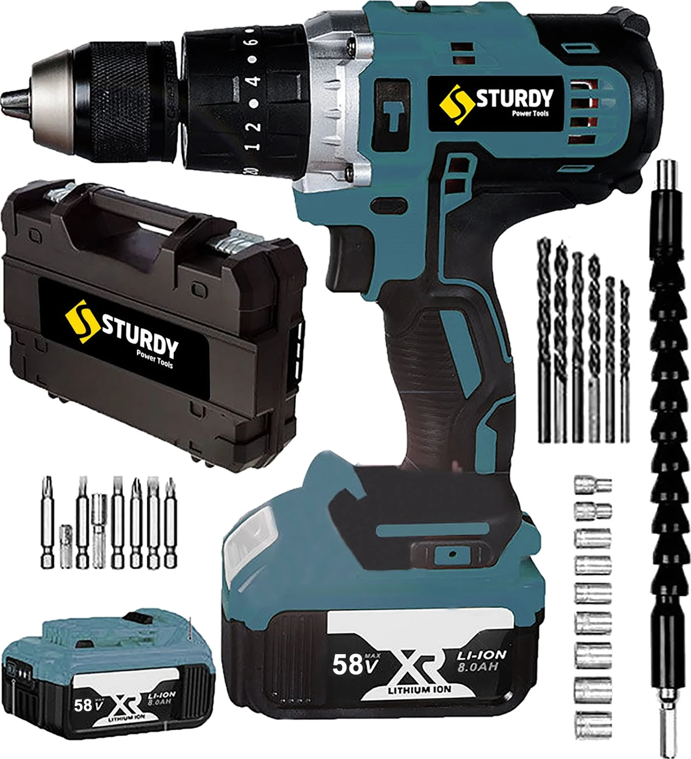 Pro Li-On 58 Volt 6 Amper Şarjlı Çift Akülü Darbeli 27 parça setli Matkap