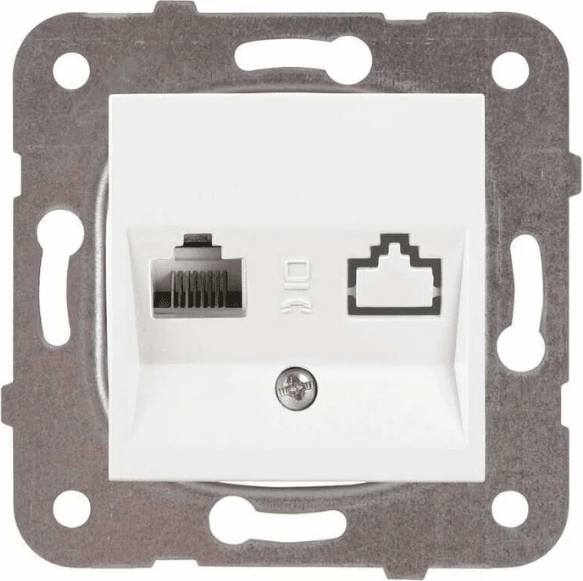 Karre Tekli Nümeris Telefon Prizi Cat3 Beyaz (Çerçeve Dahil) 90967013 (8 Adet)