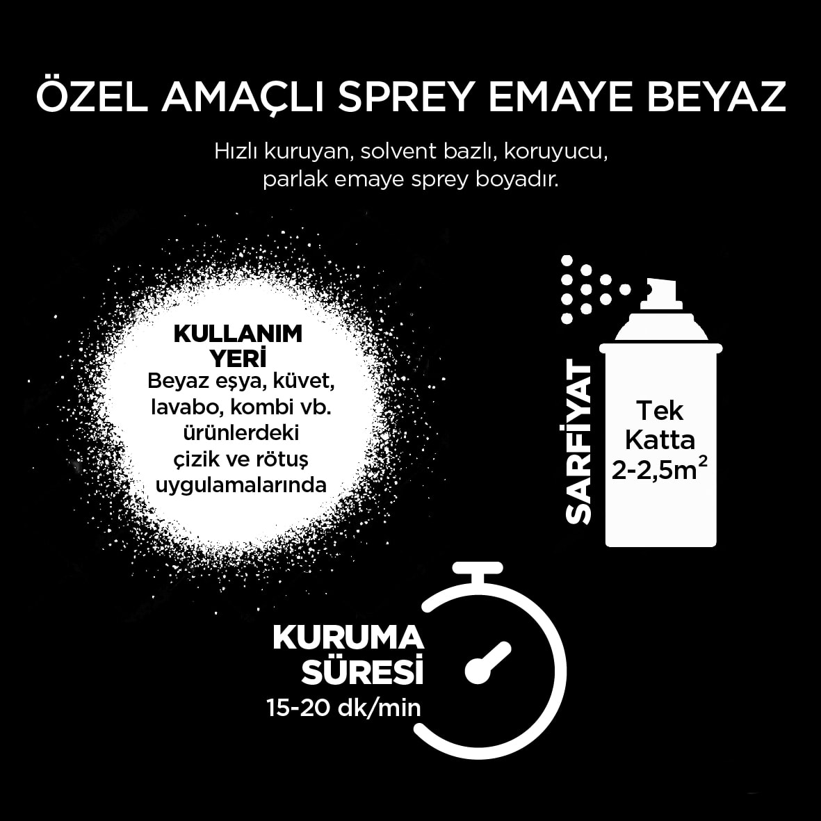 Özel Amaçlı Emaye Sprey Boya Beyaz