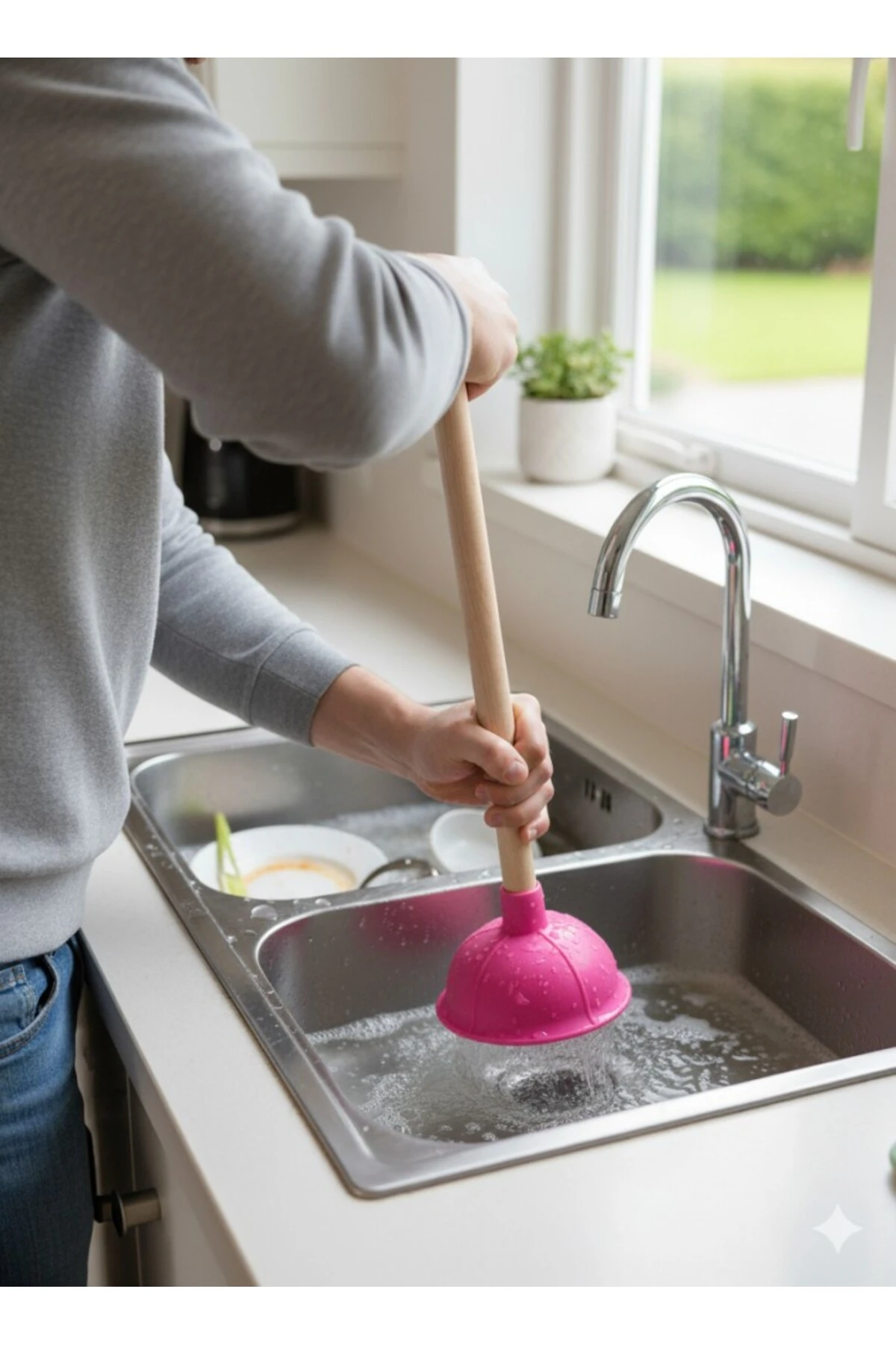 Pembe - Klozet, Banyo ve Lavabo Gider Açma Pompası