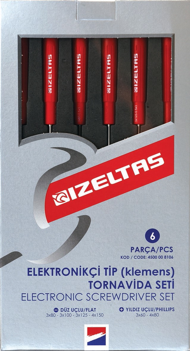 İZELTAŞ Izeltaş Elektronikçi Tip (Klemens) Tornavida Seti (6 Parça)