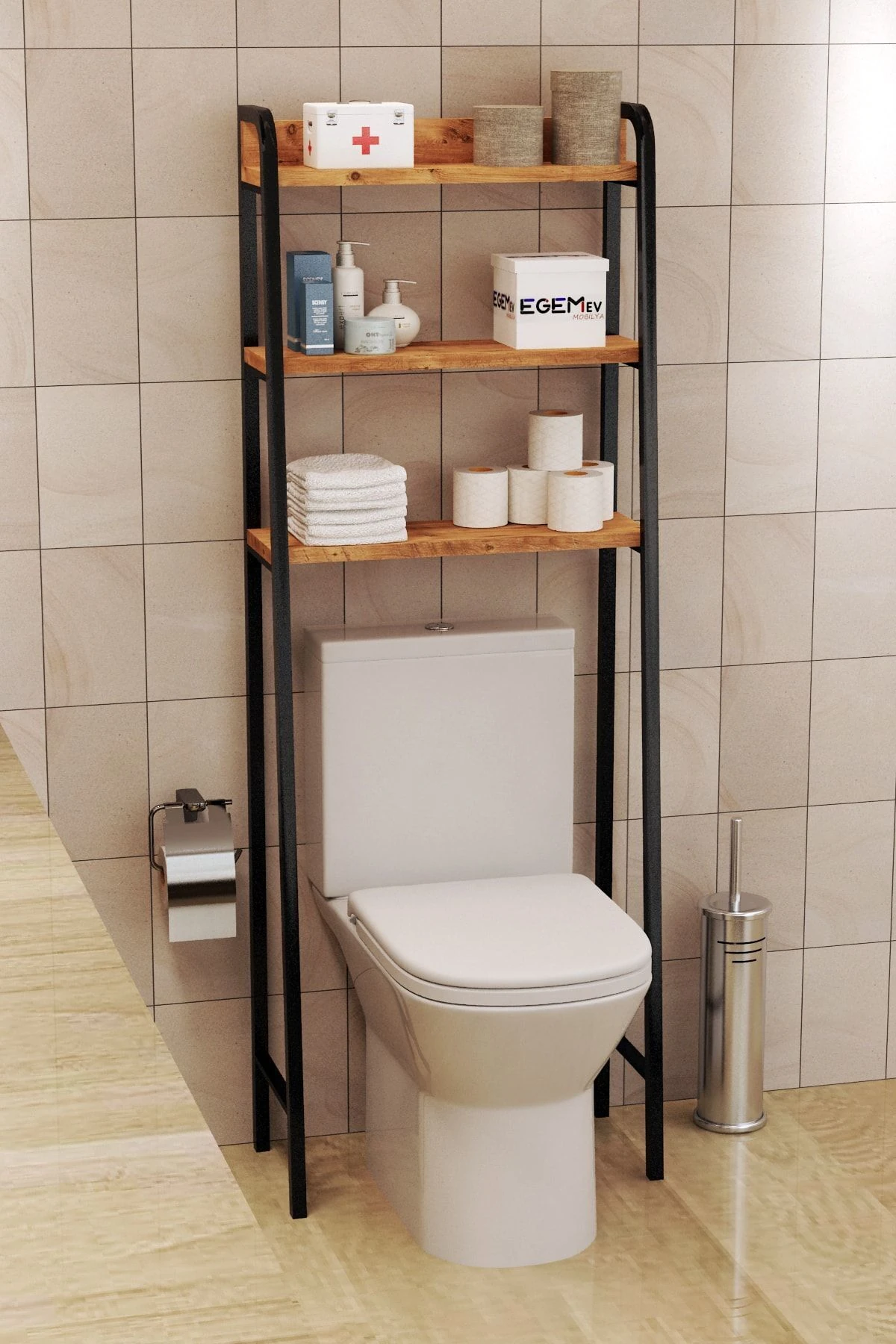 Wc Arkası Klozet Rafı Klozet Üstü Raf Ve Organizatör Havluluk Banyo Düzenliyici