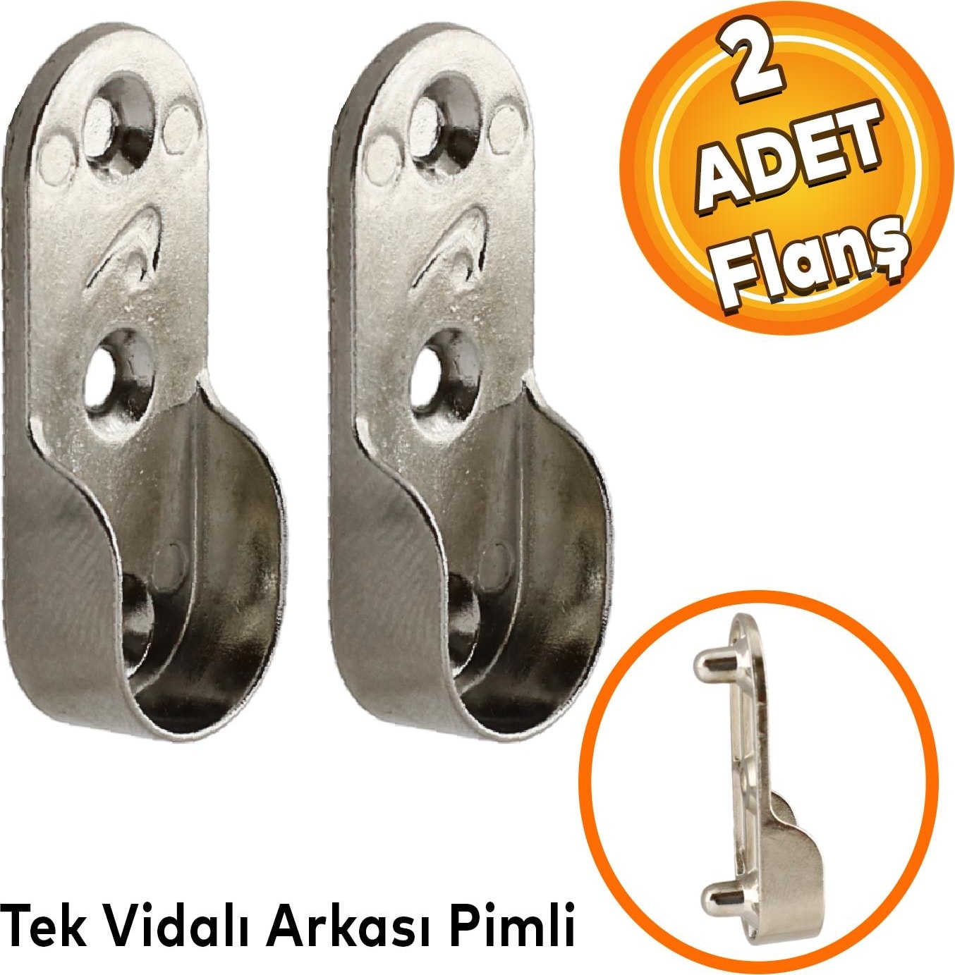 Boru Askı Flanşı Oval Dolap İçi Boru Sabitleme Kıyafet Elbise Askı Flanş Aparatı Krom 45 mm (2 Adet)