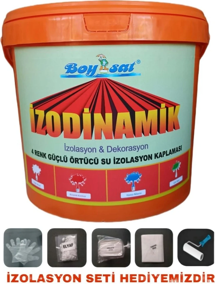 Izodinamik 4 Renk Güçlü Örtücü Silikonlu Su Izolasyon Kaplaması 17 kg - Çim Yeşil