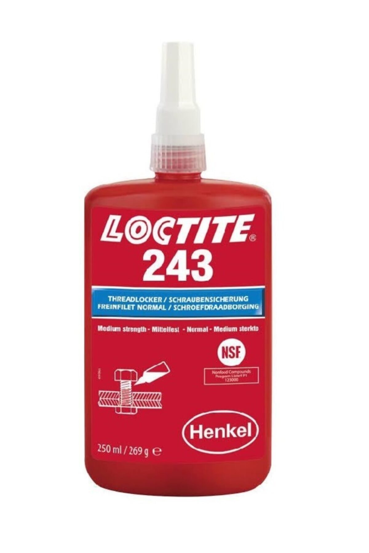 LOCTITE 243 Orta Mukavemetli Civata Sabitleyici - 250 ml.