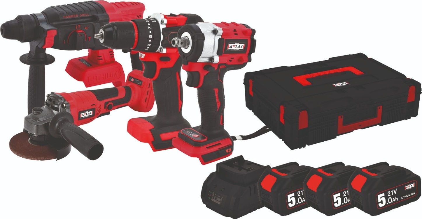 ATB21 4'lü Kömürsüz Motor Kombo Set Darbeli Matkap + Taşlama + Kırıcı Delici + Somun Sıkma 3x5AH - A0104171