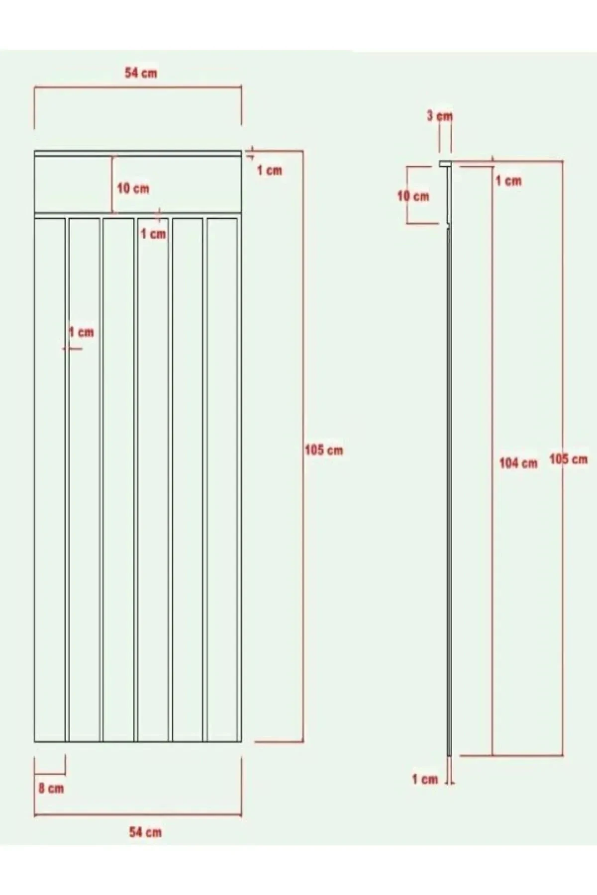 Dekoratif, Duvar Çıtası, Ahşap Duvar Paneli, Boyanabilir, Ham, (4mm) Mdf, 54x102, 3'lü Paket