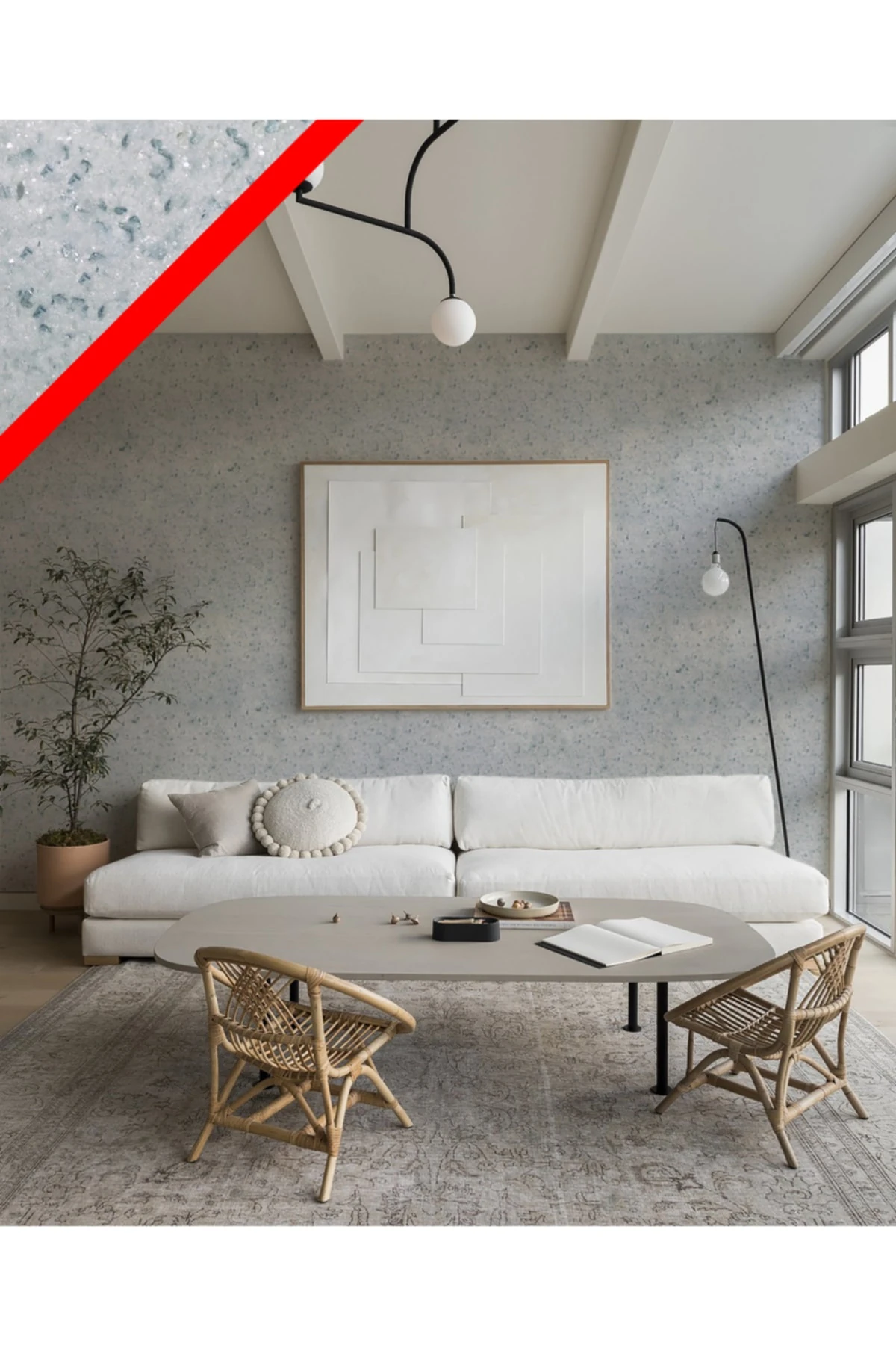 Enerjik Isı Ve Ses Yalıtımlı Ipek Sıva Manolya Serisi - Mnl 001 Mix Turkuaz Beyaz