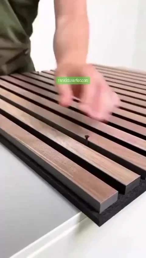 50x50cm 1 Adet Dekoratif Akustik Panel 3mm Keçe Ve 8mm Mdflam Salon Ofis Duvar Çıtası Paneli Kula