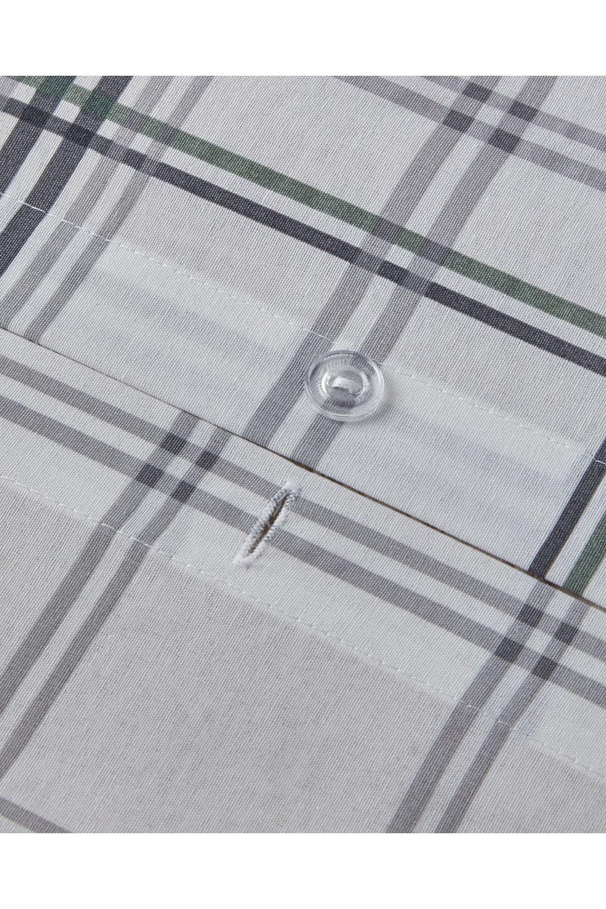 Graphic Grid Kolay Ütülenir Çift Kişilik Nevresim Takımı 200x220 cm Gri