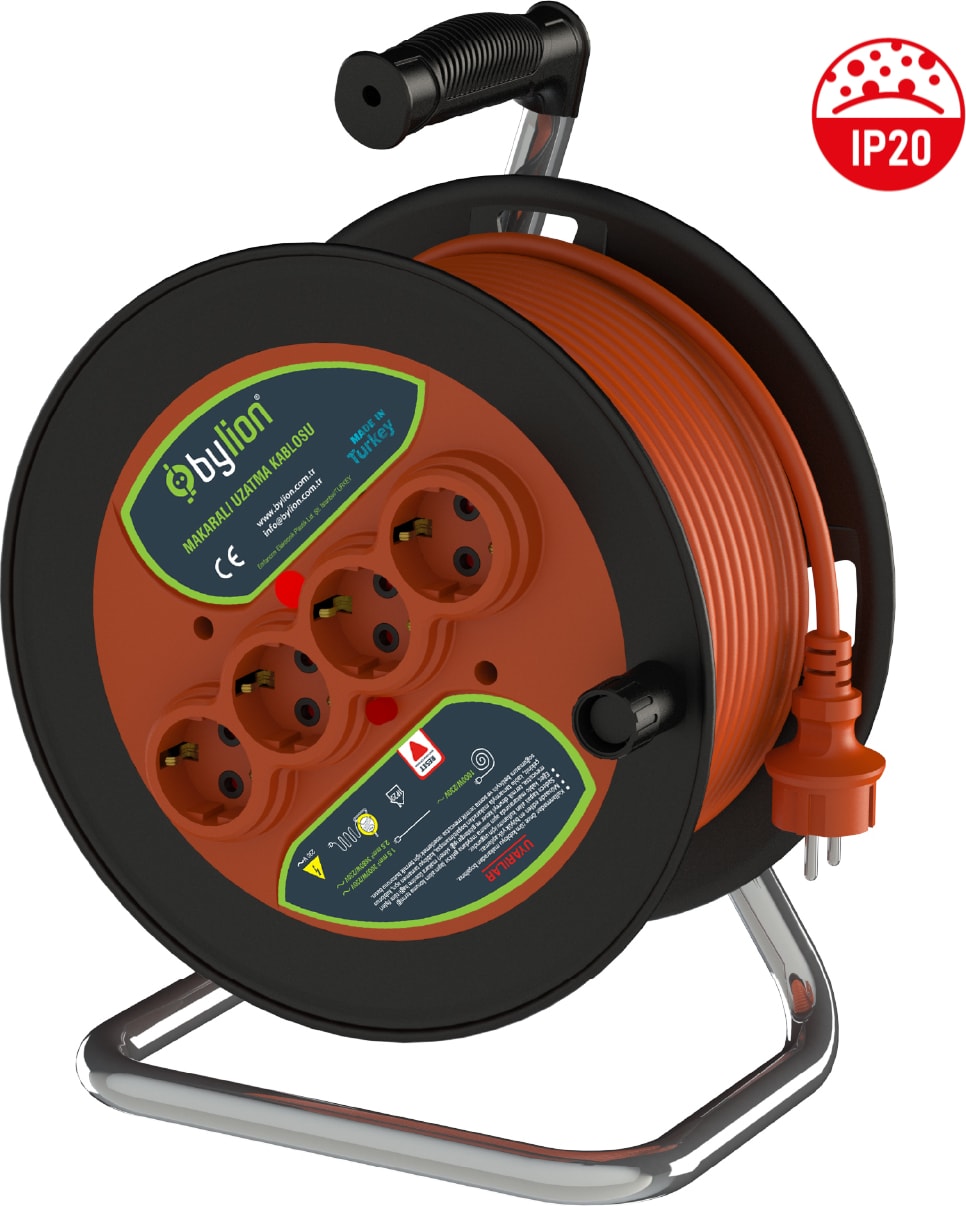 PMK-30325-F 3x2,5 30MT Kablolu Plastik Seyyar Kablo Makarası