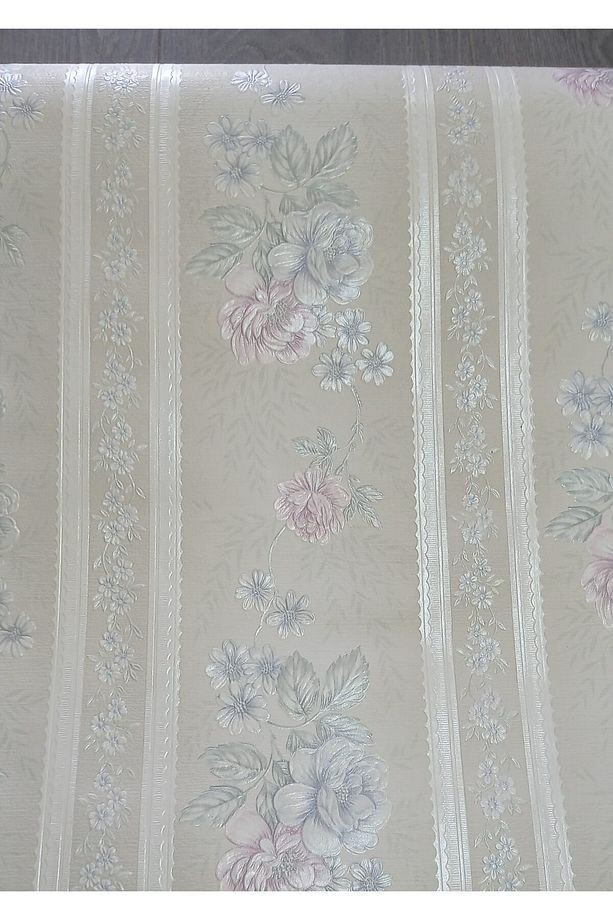 Çiçek Desenli Kabartmalı Silinebilir Duvar Kağıdı (50cm Genişliğinde 10 Metre Uzunluğunda)