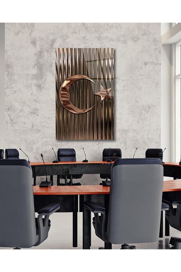 Türk Bayrağı Bayrak Cam Tablo Modern Ev Ofis Salon Hediyelik Büyük Tablo Duvar Dekoru