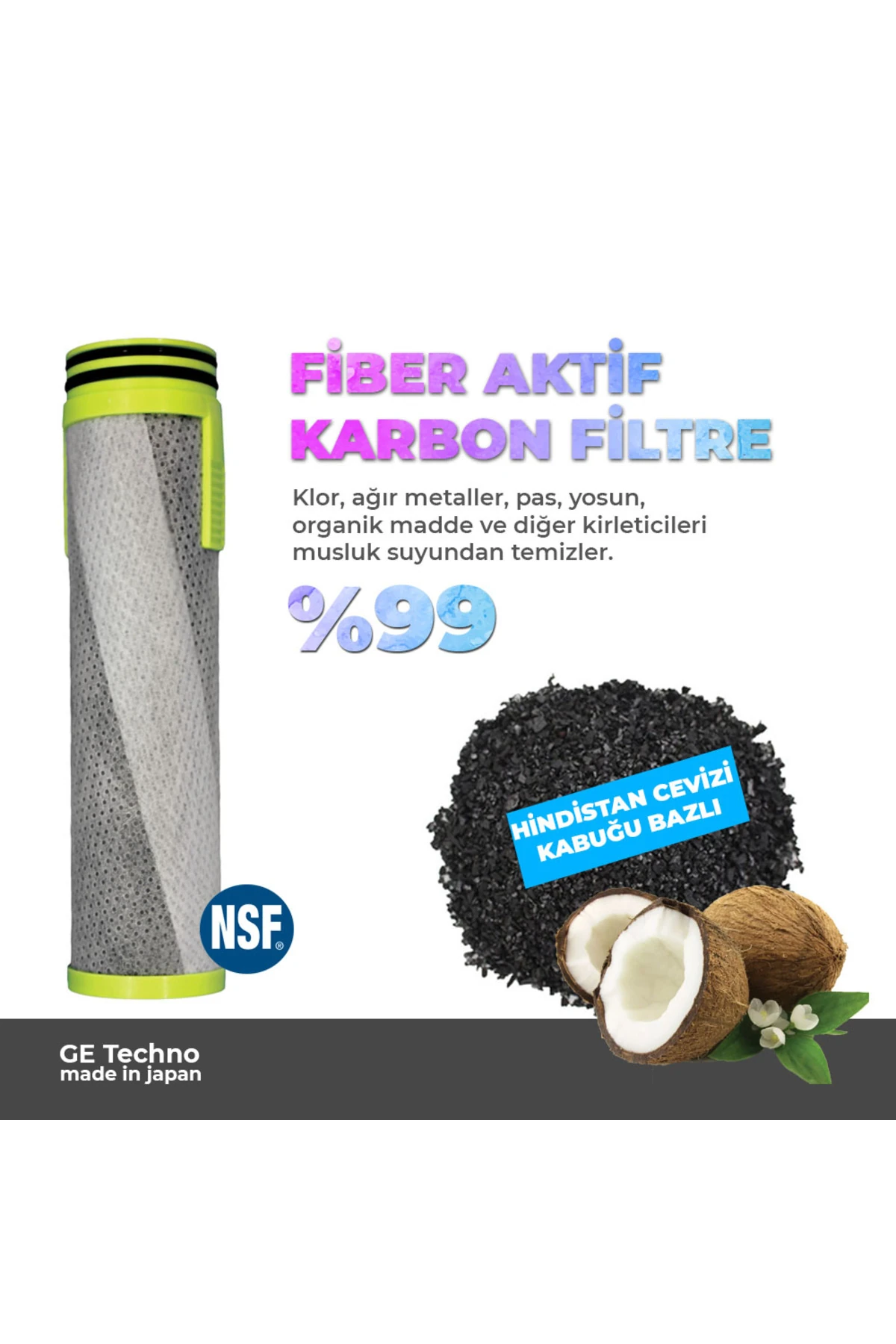 Aritmalı karbon duş başlığı ve yedek filtre, beyaz renk, sağlıklı ve pratik kullanım.