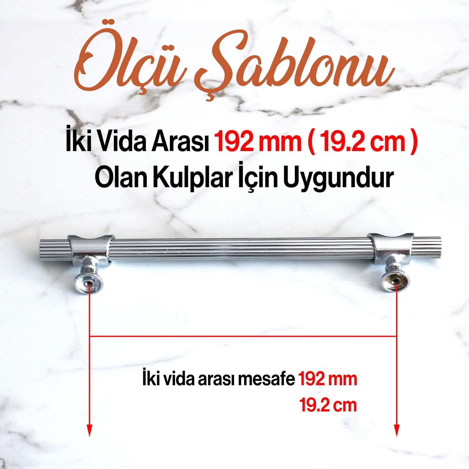 Arsin Krom Metal Kulp 192 Mm-19.2 cm Mobilya Çekmece Mutfak Dolap Dolabı Kapak Kulpları Kulbu Kulpu
