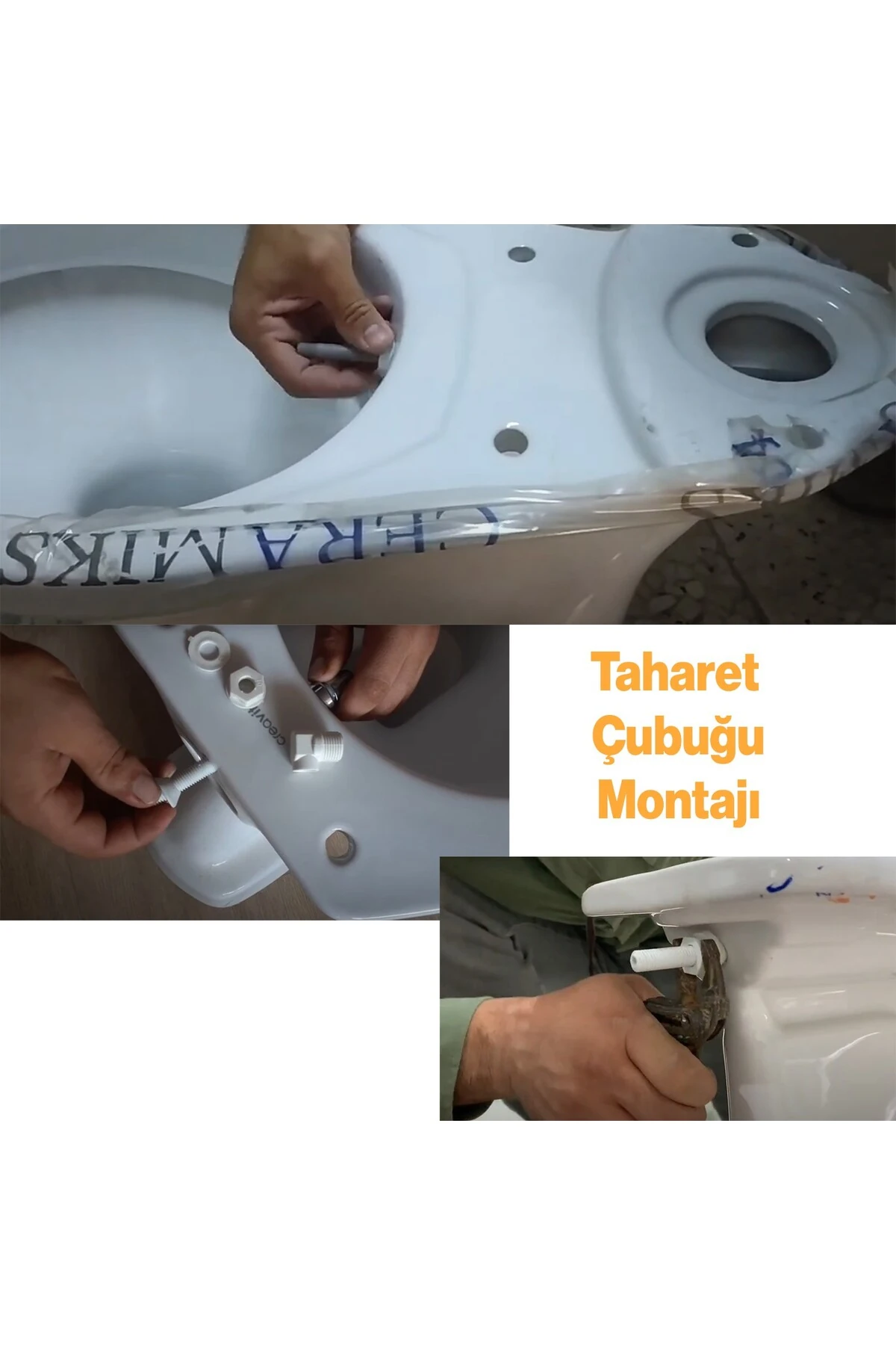 Uzun Klozet Tuvalet Taharet Çubuğu 32 cm Plastik Borulu Ayarlanabilir Kısaltılabilir U Tipli Montaj