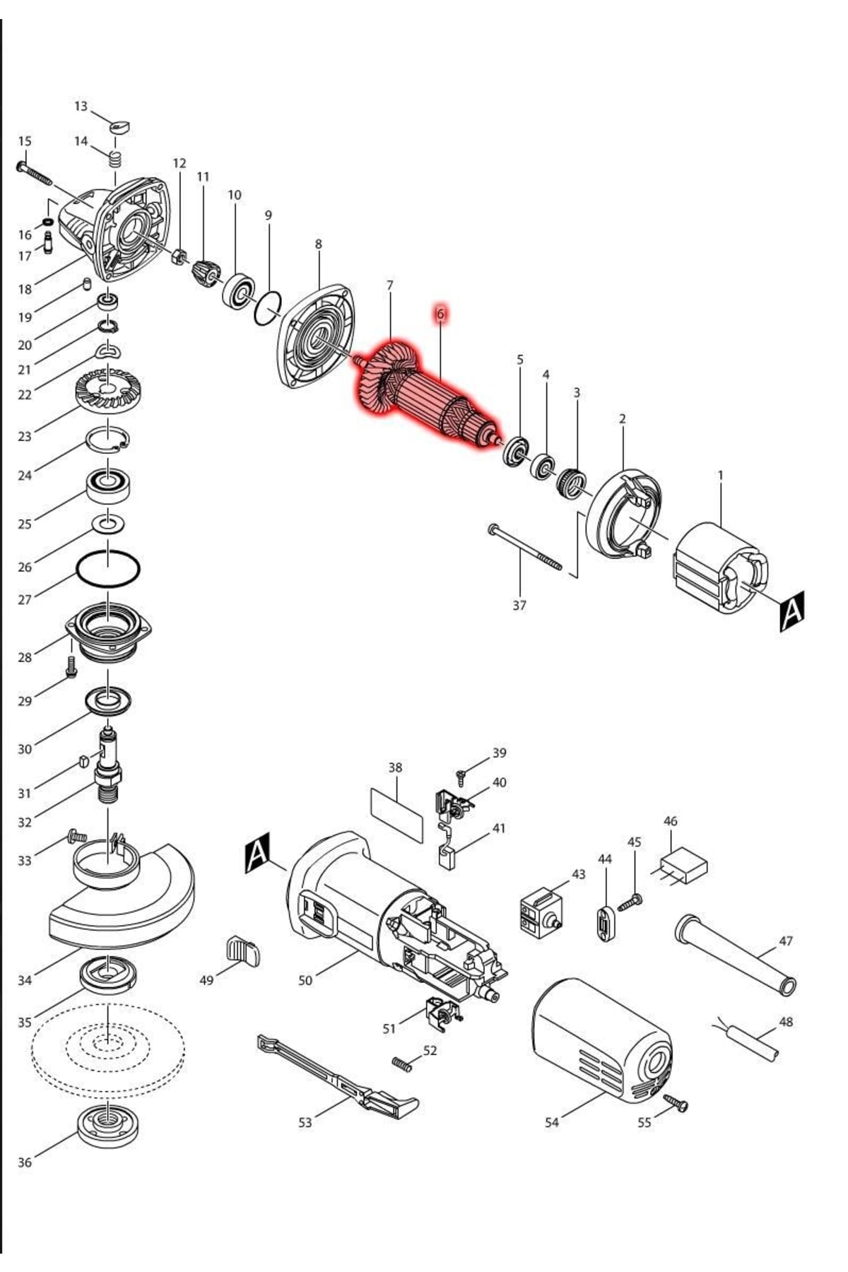 Makita 9554hn Endüvi Rotor Kollektör Ürün Kodu 510086-1