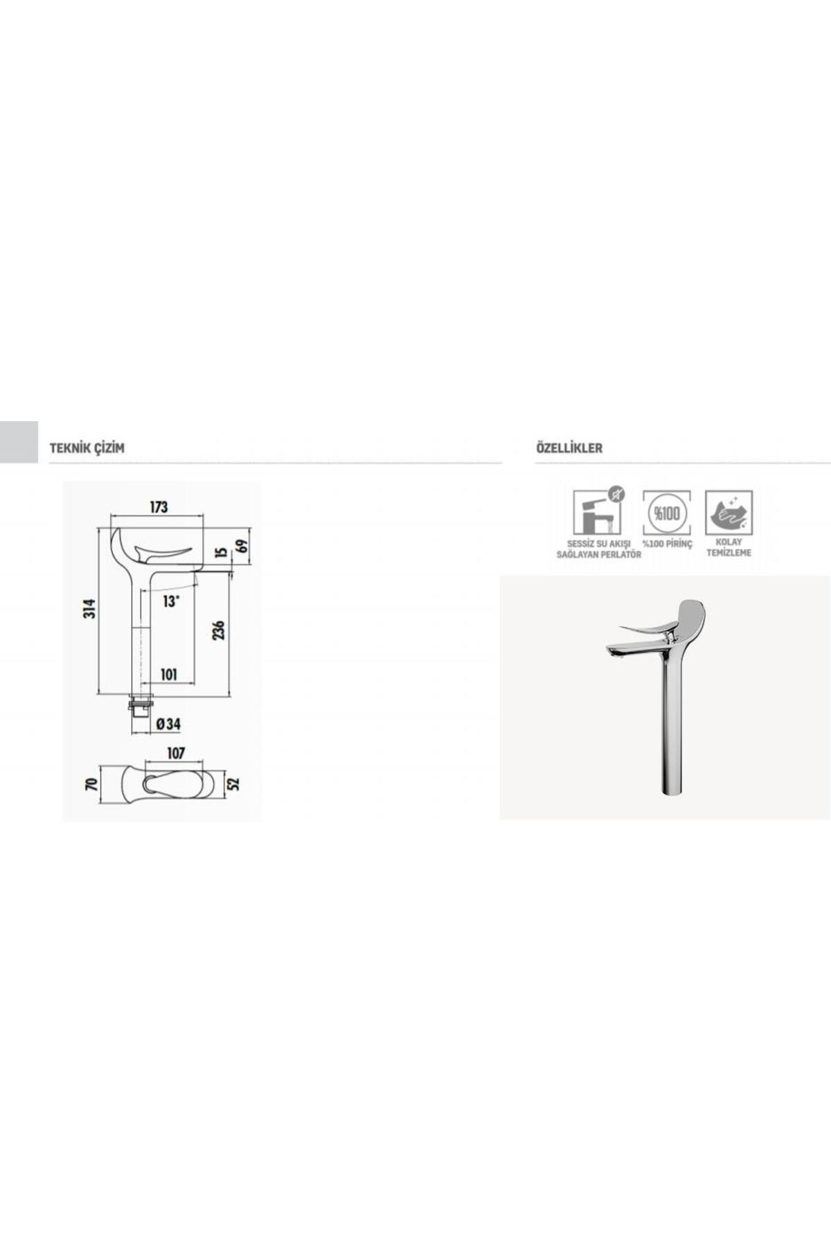 Foglia Uzun Lavabo Armatürü Bataryası FG6501