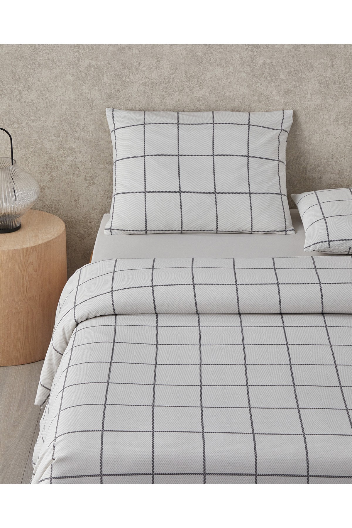 Plaid Wave Kolay Ütülenir Çift Kişilik Nevresim Takımı 200x220 cm Gri