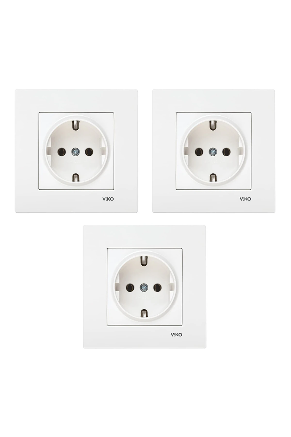 Viko Karre Topraklı Priz Çerçeve Beyaz 3 Adet