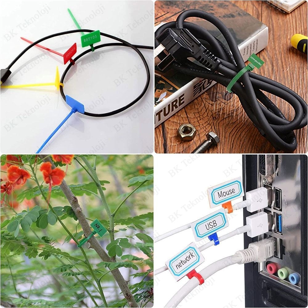 Renkli Etiketli Cırt Kablo Bağı 7 Renk 70 Adet