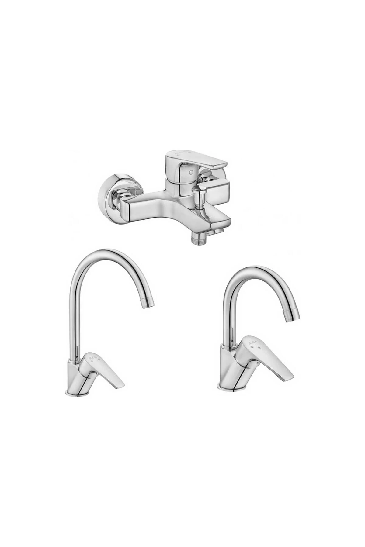 Niobe 3'lü Set 20 Yıl Garantili (KUĞU LAVABO BATARYA , BANYO BATARYA , MUTFAK EVYE BATARYA)