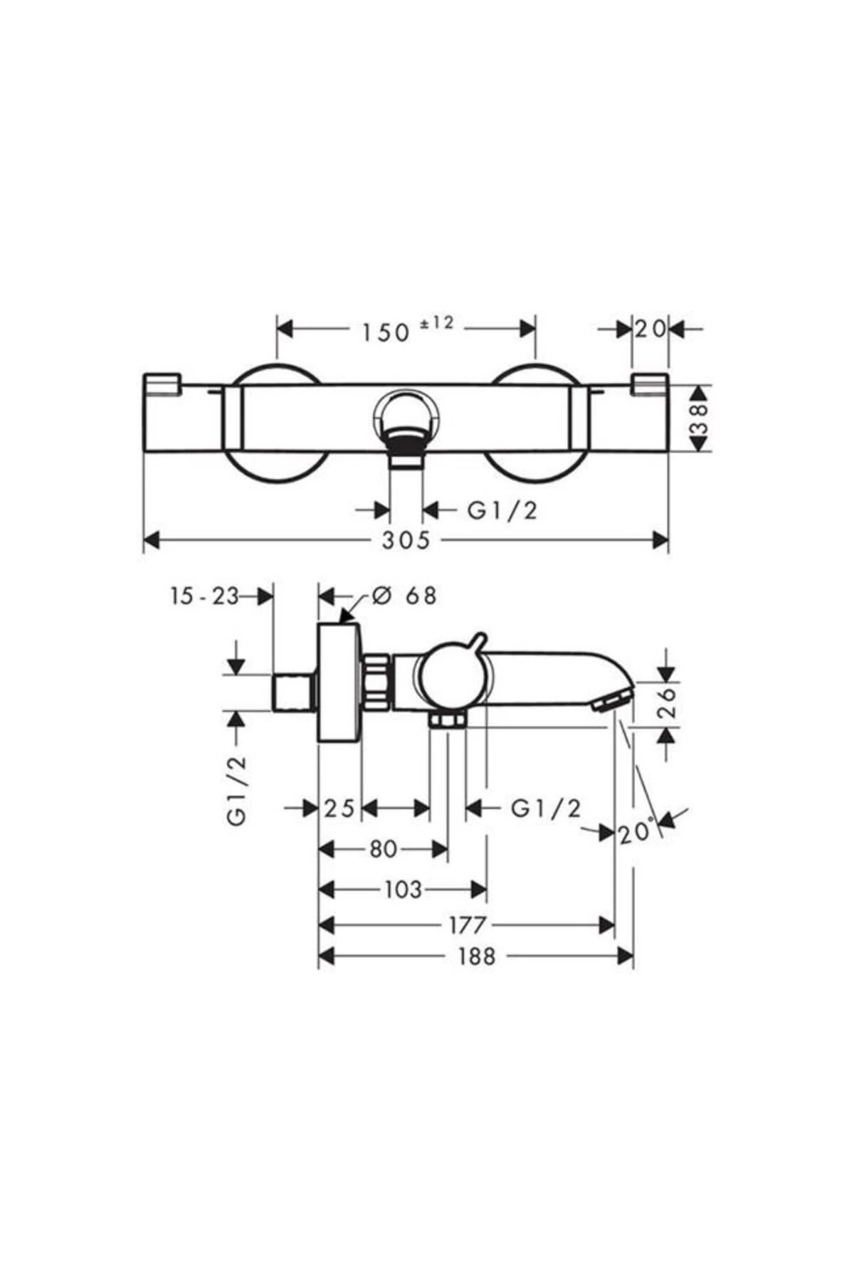 Ecostat Termostatik Banyo Bataryası Comfort Aplike Krom