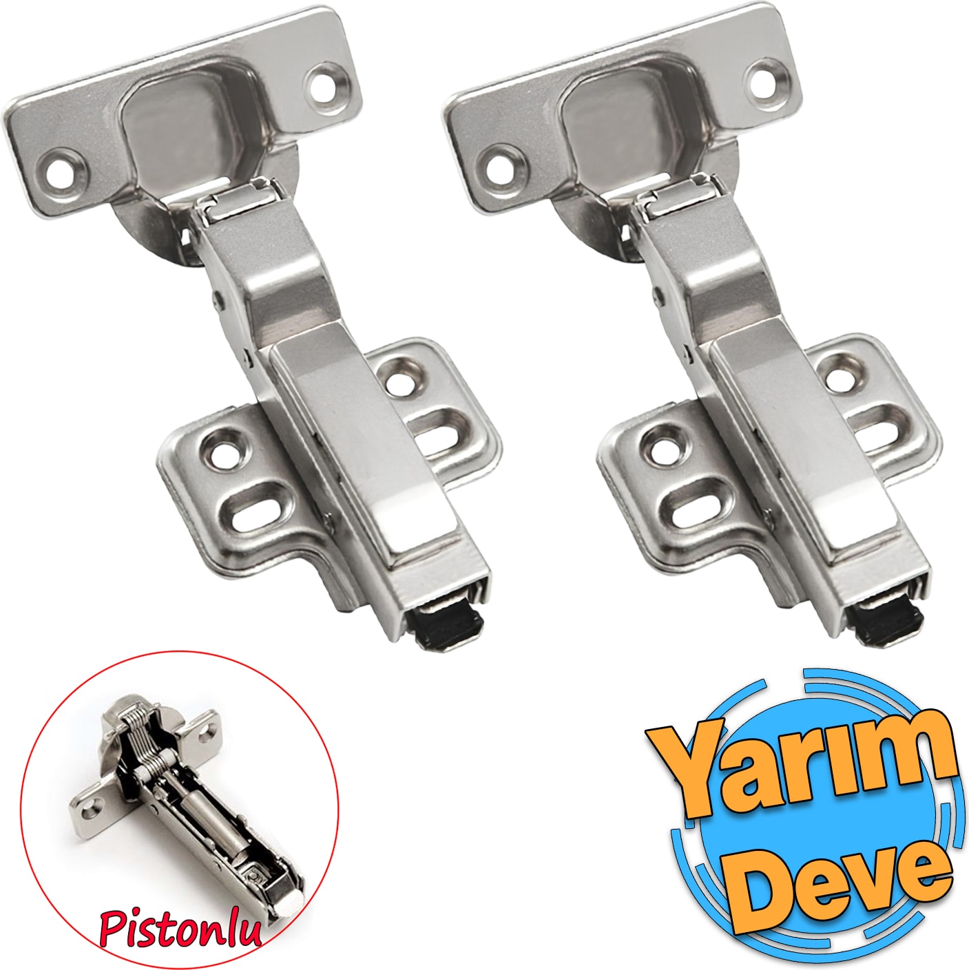 Yarım Deve Frenli Pistonlu 2 Adet Dolap Kapak Menteşesi Yavaşlatıcı Tas Menteşe
