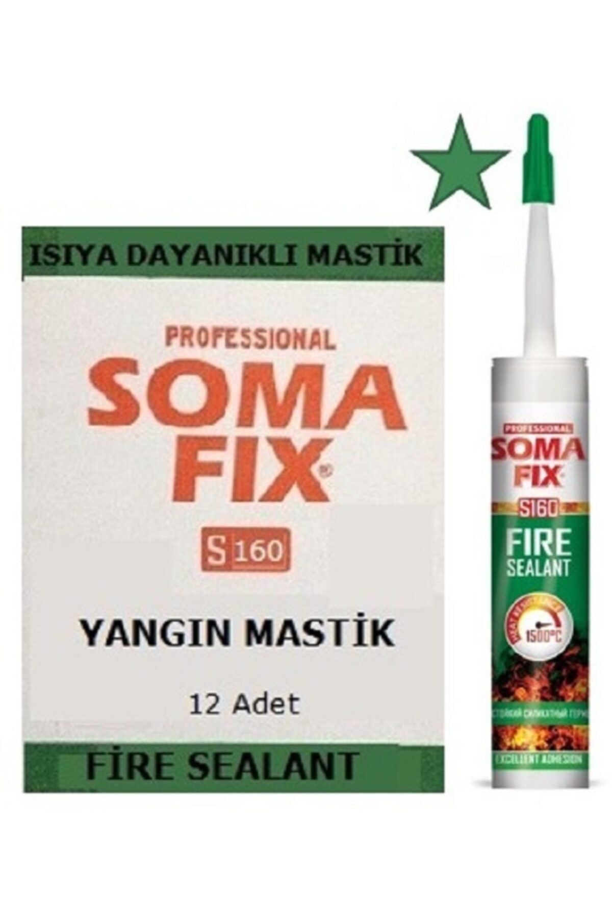 12 Adet 310 Ml Siyah Yangına Dayanıklı 1500 'c Isı Mastiği