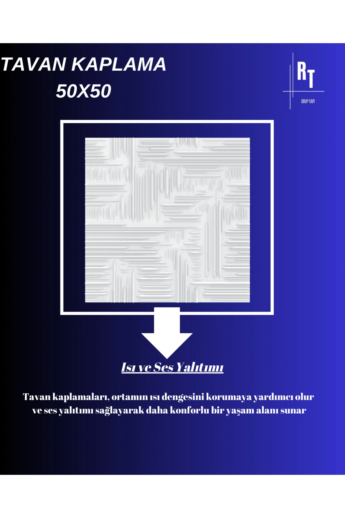 TAVAN KAPLAMA 50X50 ÇİZGİ MODEL PK:10 ADET (2,5 M2 ALAN TOPLAM)
