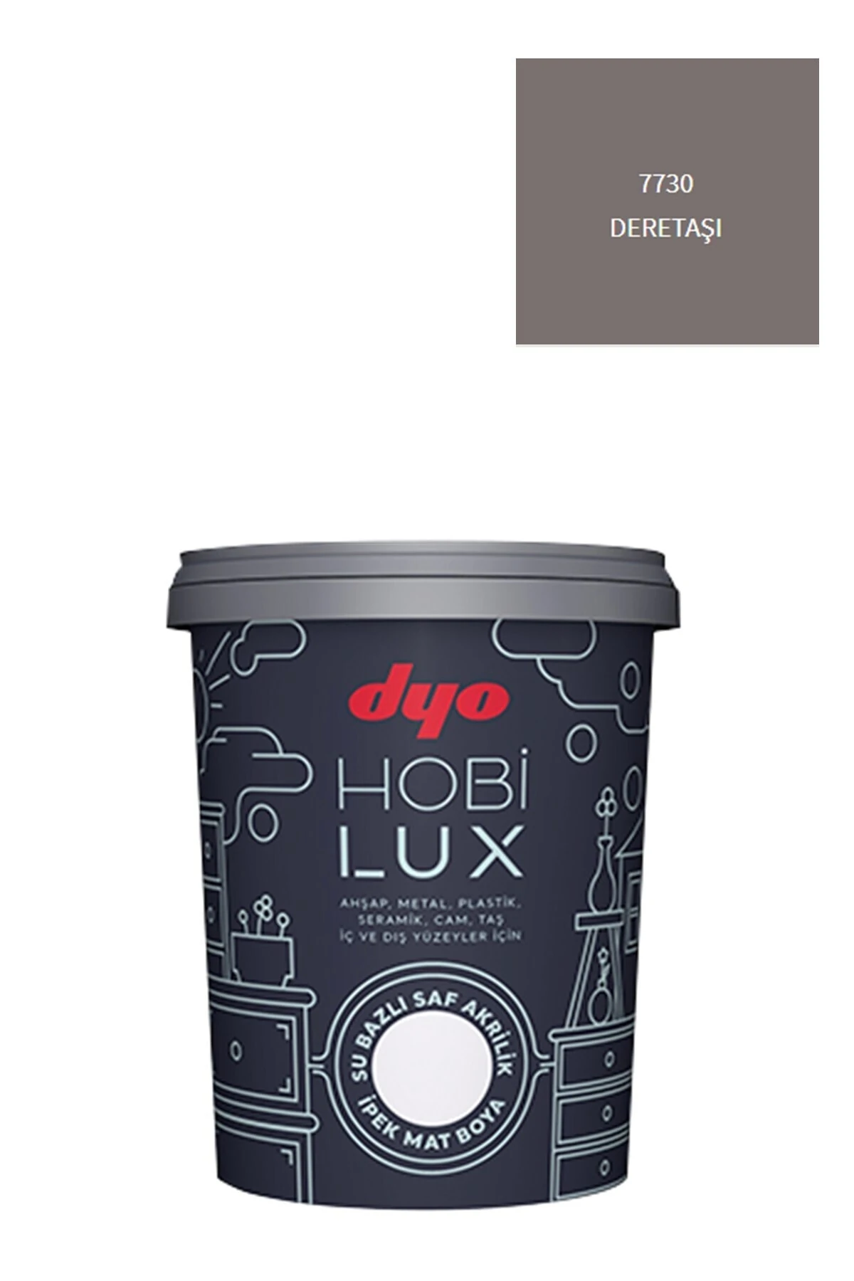 Dyo Hobilux Su Bazlı Saf Akrilik Ipek Mat Boya 0,9 Lt Hobi Boya 7730 Deretaşı