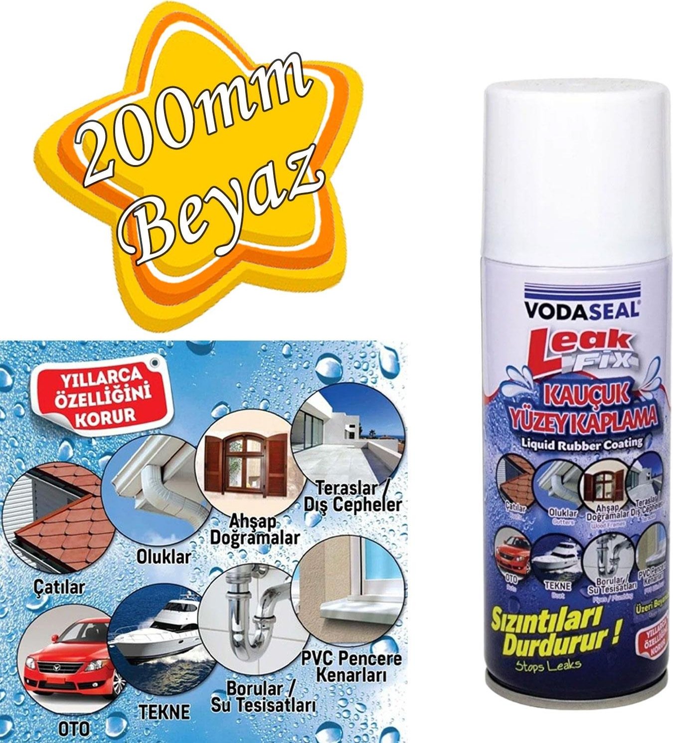 Leak Fix Su Geçirmez Sızdırmaz Sızıntı Önleyici Kauçuk Kaplama Izolasyon Beyaz Sprey 200 ml