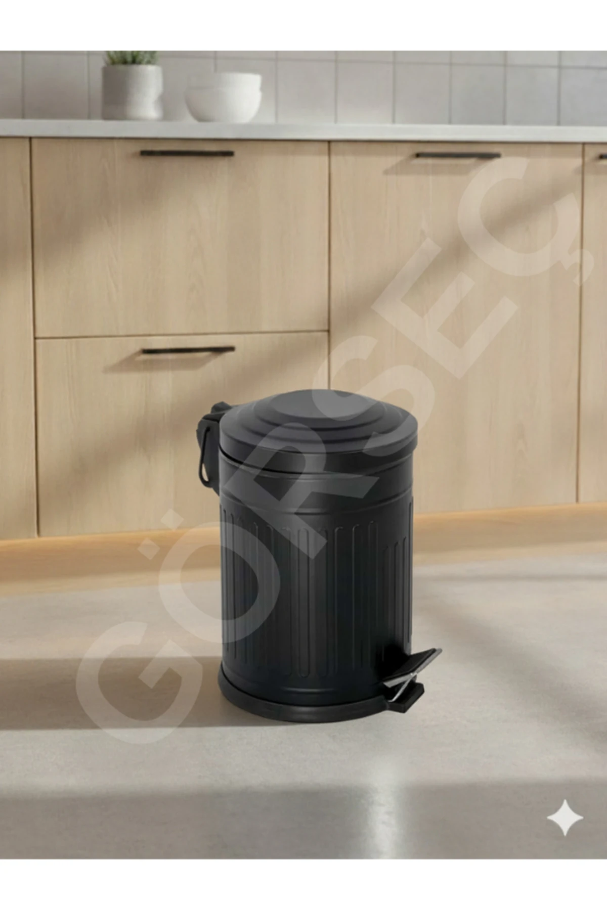 Siyah 12 Lt Pedallı Vintage Çöp Kovası Mutfak Çöp Kovası amortisörlü Banyo Çöp Kovası yavaş kapak