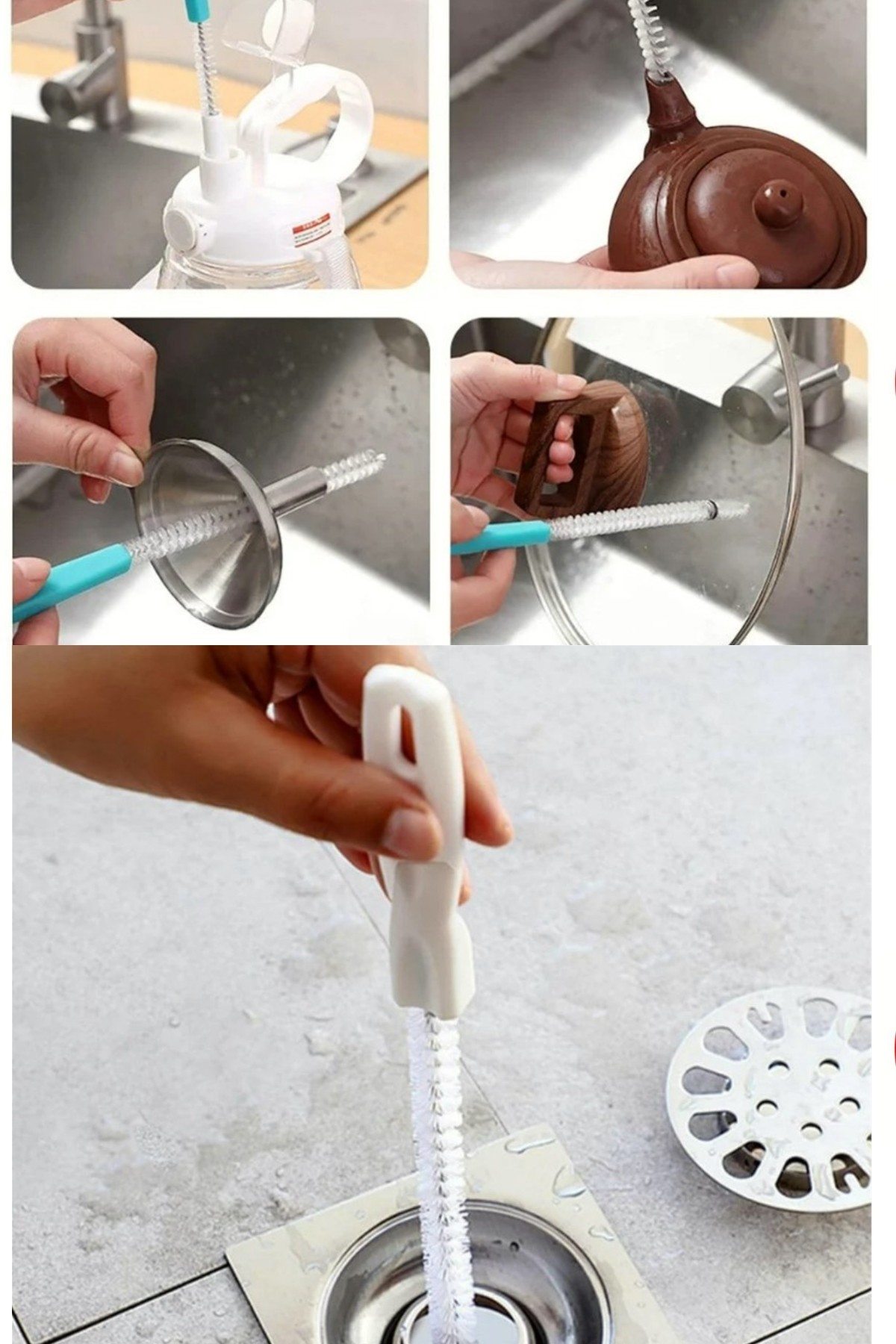 Petek Kalorifer Gider Lavabo Banyo Klozet Borusu Tıkanıklığı Açıcı Açma Temizleme Fırçası Teli