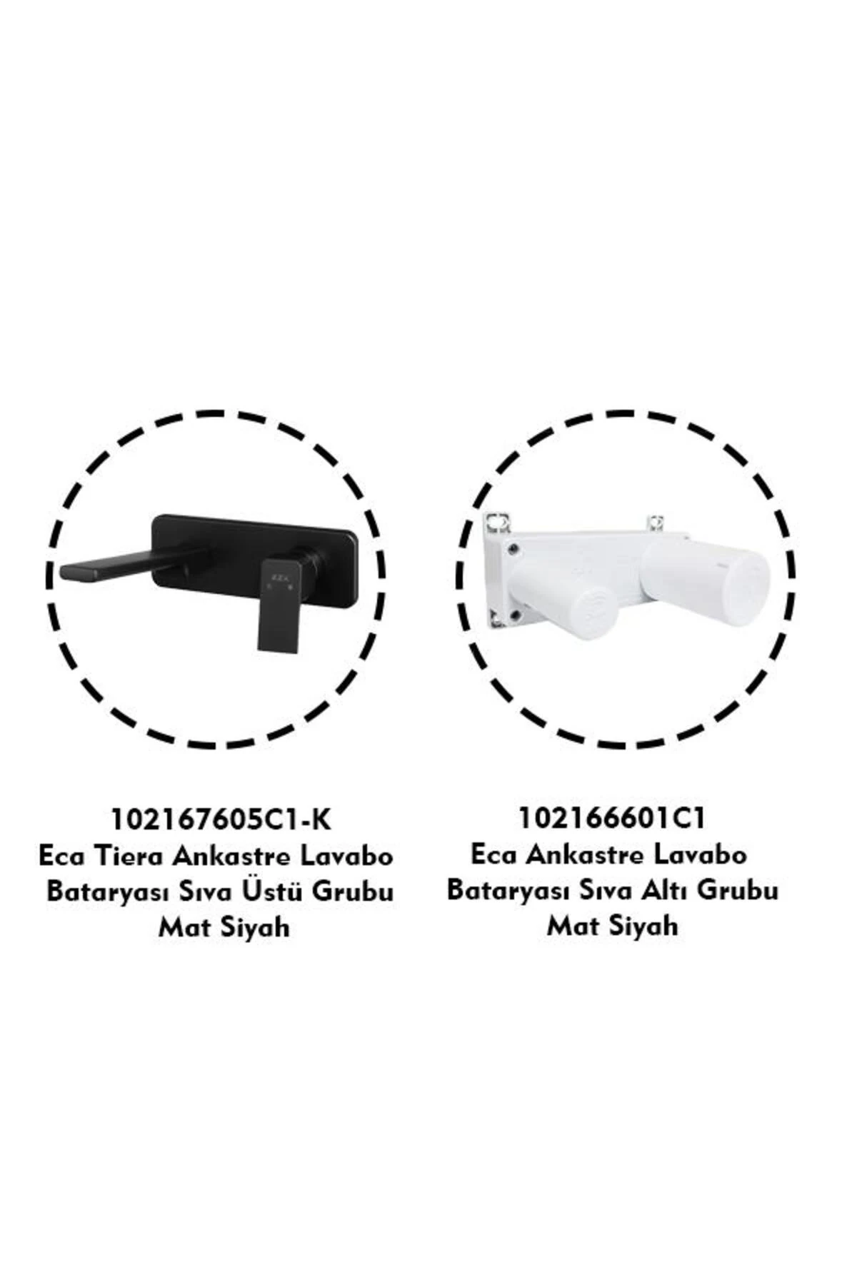 Tiera Ankastre Lavabo Bataryası Mat Siyah Set (102167605C1-K+102166601C1)