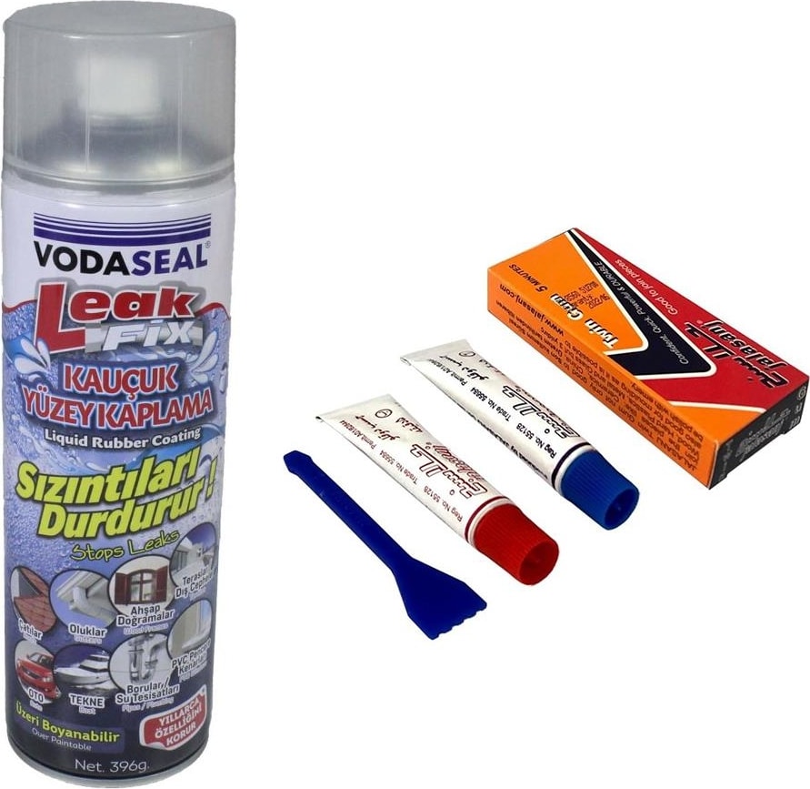 Leak Fix Su Sızdırmaz Sprey Beyaz 396 gr + Iran Yapıştırıcısı 25 gr Şeffaf