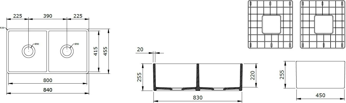 Bocchi Lavello Mutfak Eviyesi 84 cm Mat Kaşmir 1139-011-0120-03