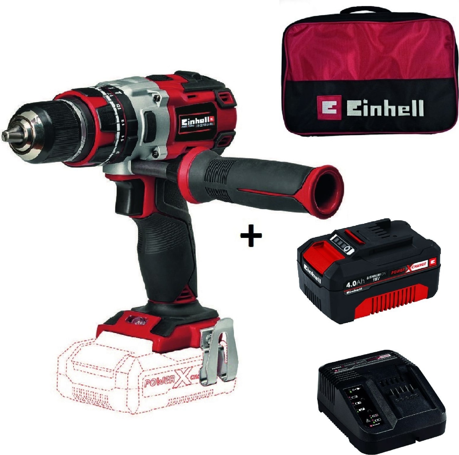 EİNHELL Te-Cd 18 Li-I Bl Darbeli Matkap + 4 Ah Starterkit + Bezçanta