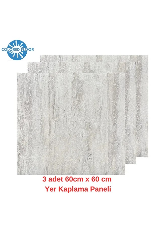 1m2 3 Adet 60X60cm Floor Yapışkanlı Zemin ve Duvar Kaplama Paneli Arkası Kauçuklu Pvc WC Paneli 607