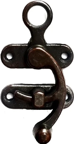 Kancalı Yay Gözü, Ahşap Kutu Klipsi - Büyük, Antik, 1 Adet