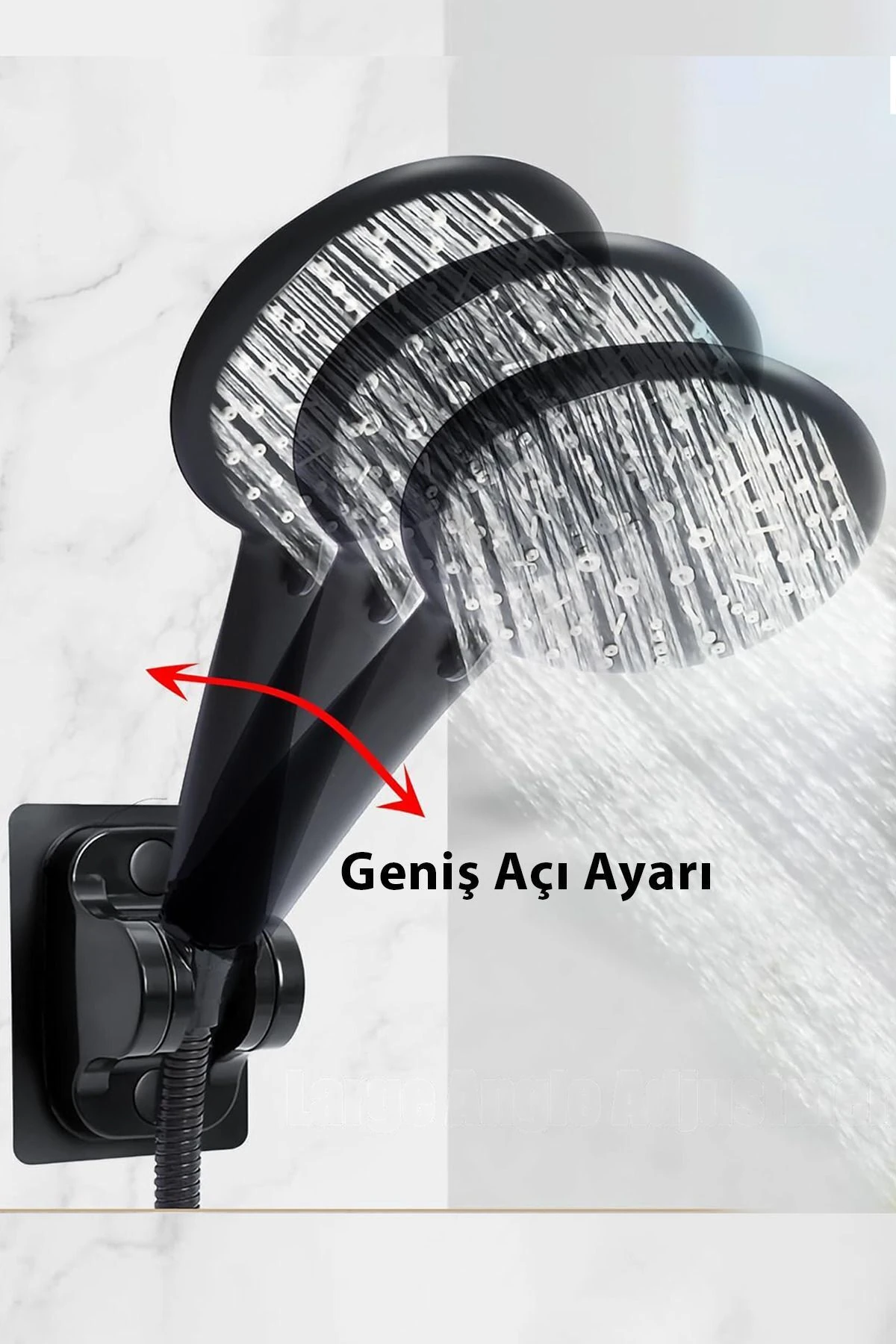 Duş Başlık Tutucu Ayarlanabilir Su Geçirmez Yapışkanlı Mafsal 120 Derece Oynar Başlıklı Banyo Aparat