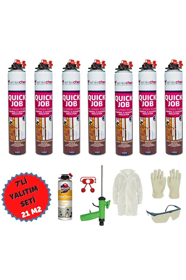 Yalıtüp Poliüretan Isı Ve Ses Yalıtım Köpük 7adetx930gr+1 Tabanca+1 Temizleyici Sprey