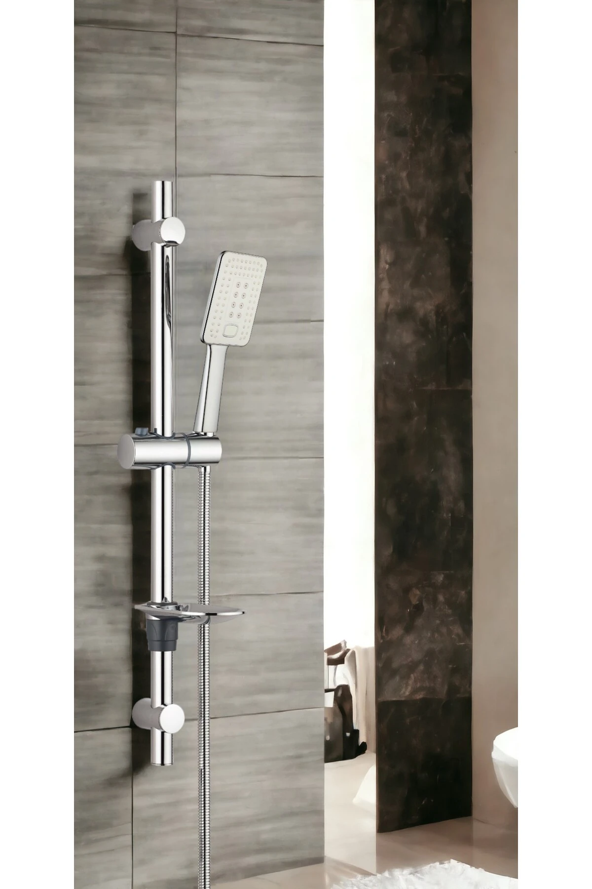 Tiera Banyo Bataryası T-may Çınar Oval Borulu Hareketli Sürgülü Duş Seti Üst Takımı